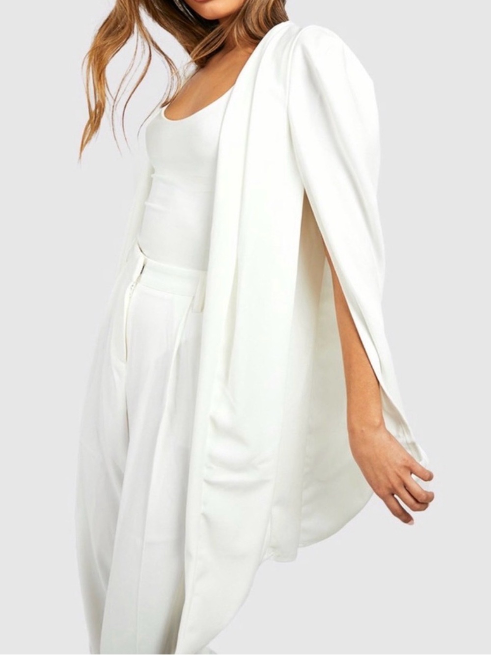 Boohoo Crepe Cape Blazer